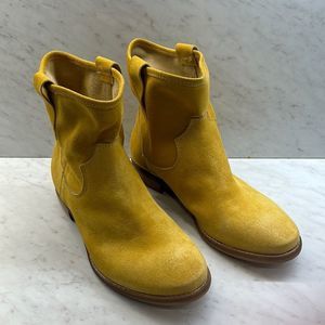 Yellow Suede Heeled Boots